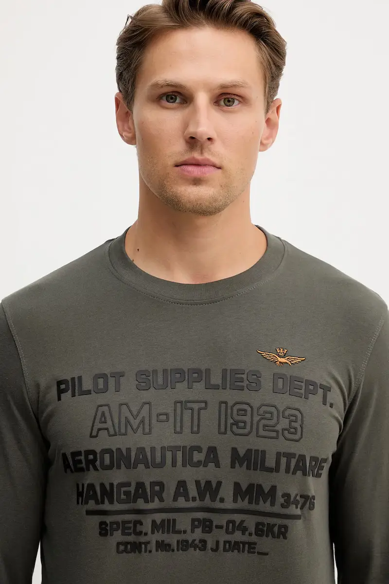 top a maniche lunghe in cotone colore grigio con applicazione TS2484UJ00641 miniatura 4