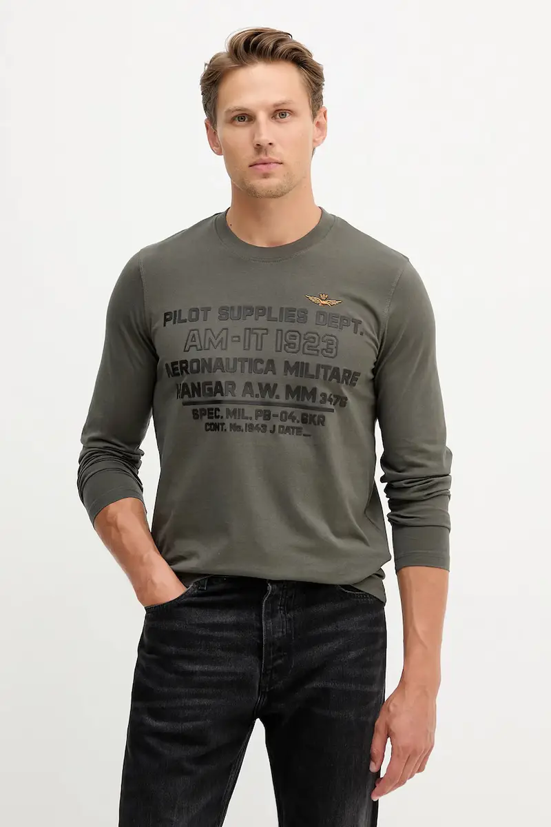 top a maniche lunghe in cotone colore grigio con applicazione TS2484UJ00641