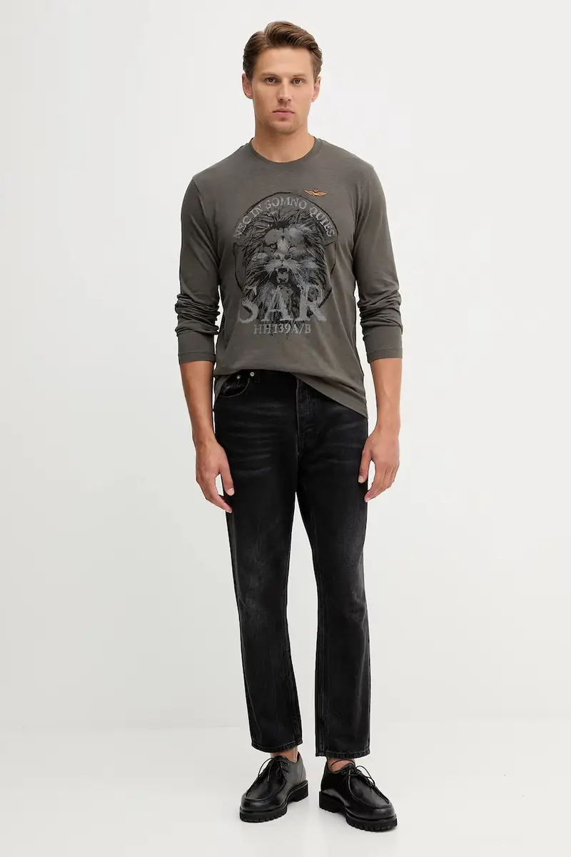 top a maniche lunghe in cotone colore grigio TS2485UJ00708 miniatura 2