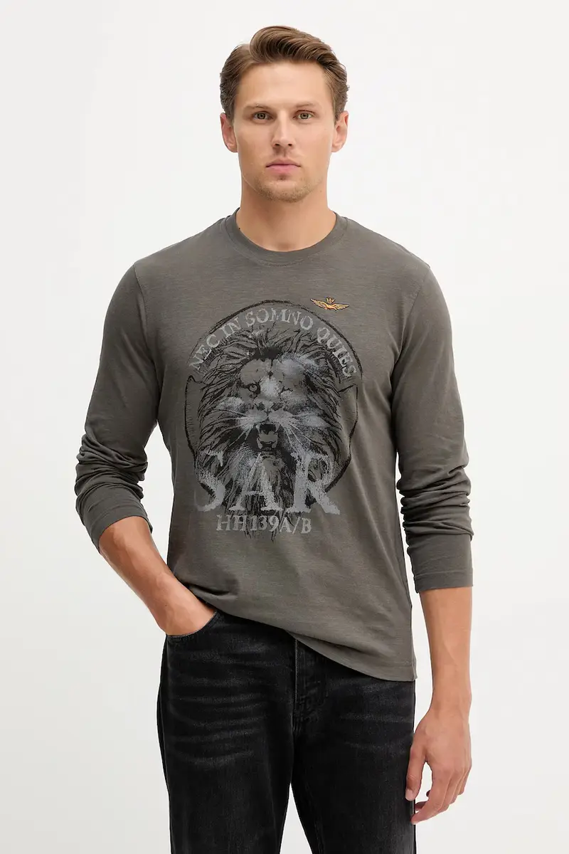 top a maniche lunghe in cotone colore grigio TS2485UJ00708