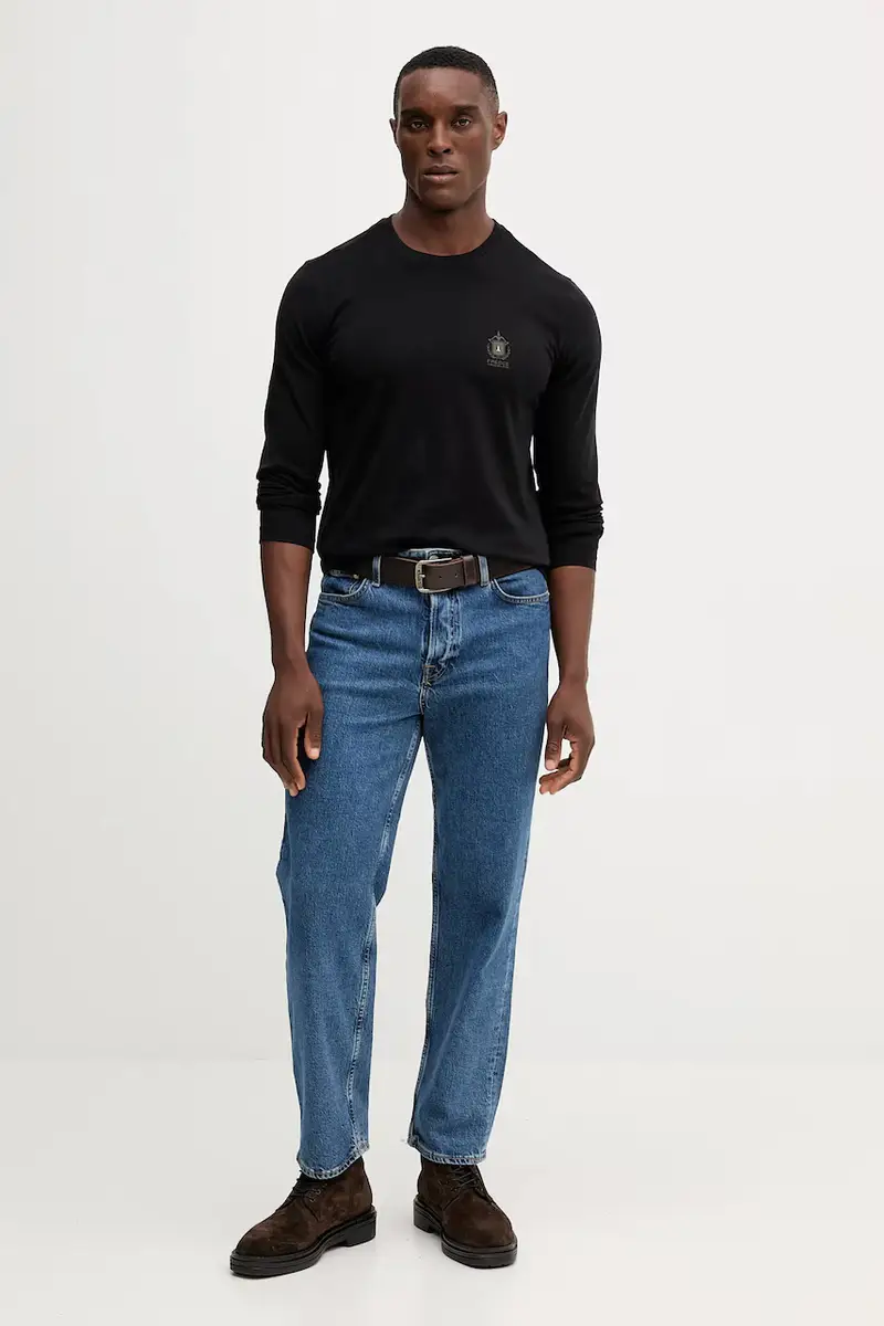 top a maniche lunghe in cotone colore nero TS2468UJ00703 miniatura 2