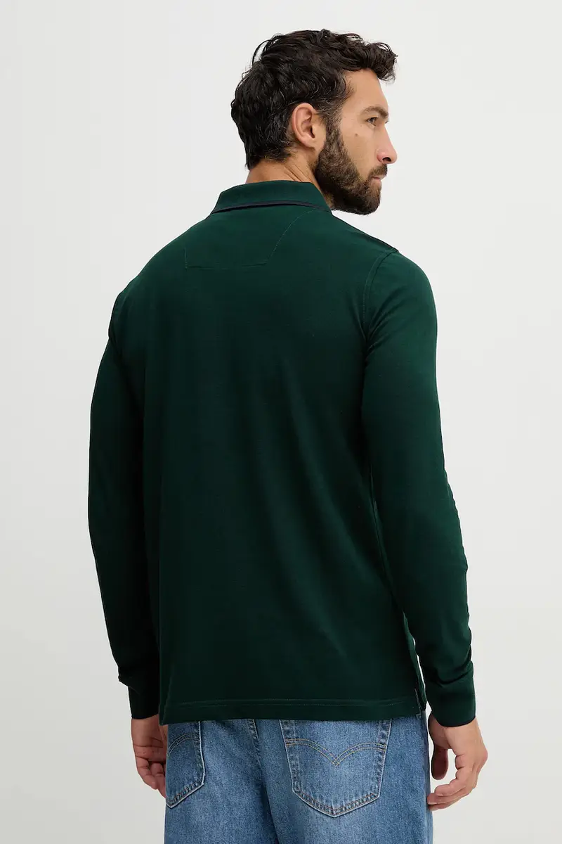 top a maniche lunghe in cotone colore verde con applicazione PO1653UP00082 miniatura 3