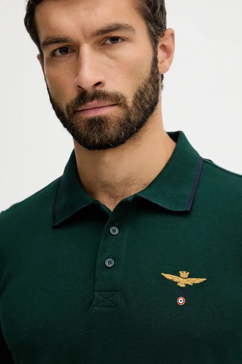 top a maniche lunghe in cotone colore verde con applicazione PO1653UP00082 miniatura 4