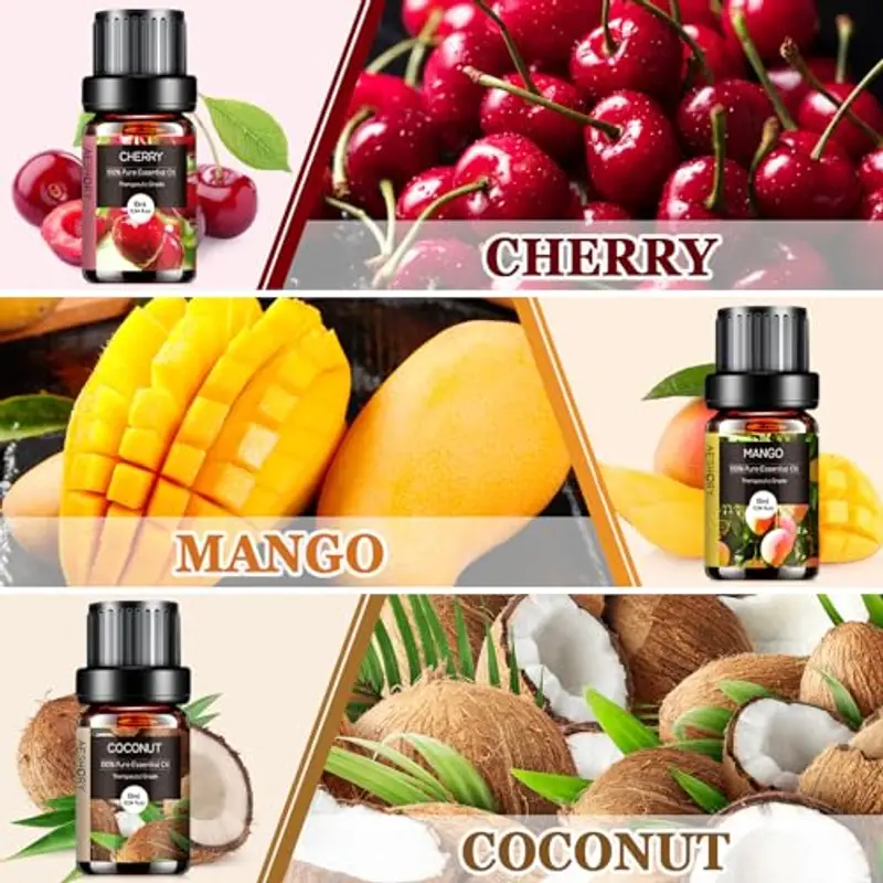 AESHORY Fruttato Oli Essenziali per Diffusori 6 x 10ML, Set di Olio Essenziale Naturale Puri al 100% per Aromaterapia miniatura 3