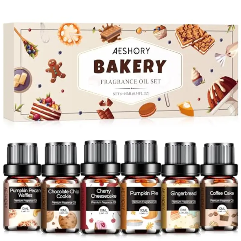 AESHORY Set di Oli Essenziali Aroma di Panetteria 6 x 10ML, Olio Essenziale per Diffusori, SPA, Fabbricazione di