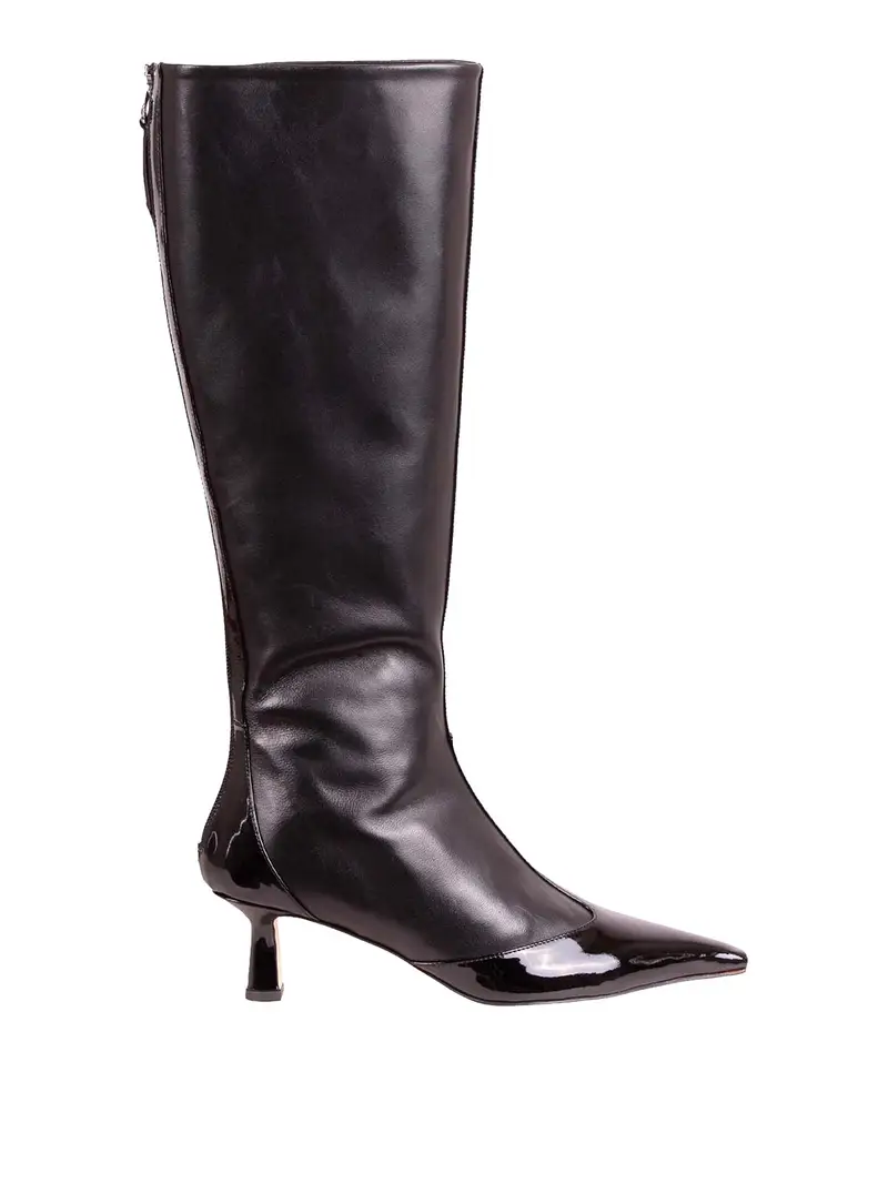 Stivali Con T Bar Effetto Vinile Nero