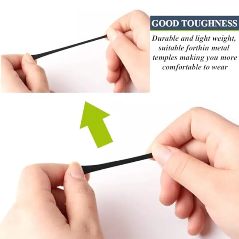 AFCJLTO 10 paia tappi per occhiali in silicone, Cuscinetti Auricolari per Occhiali in Silicone, antiscivolo per stanghette di occhiali da sole in metallo, Ripara le aste universali per occhiali, nero miniatura 2