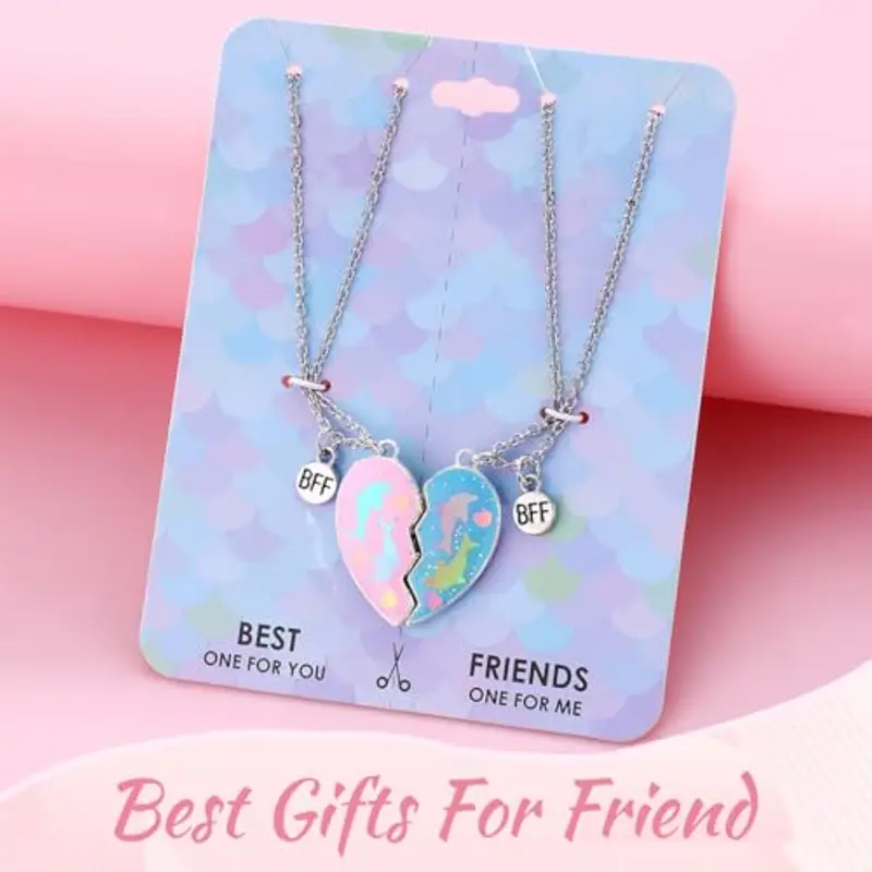 AFCJLTO 2 Pezzi Best Friend Collana Per 2, Collana Bambina Best Friend, Collana Cuore Spezzato Bambini per Amici miniatura 2