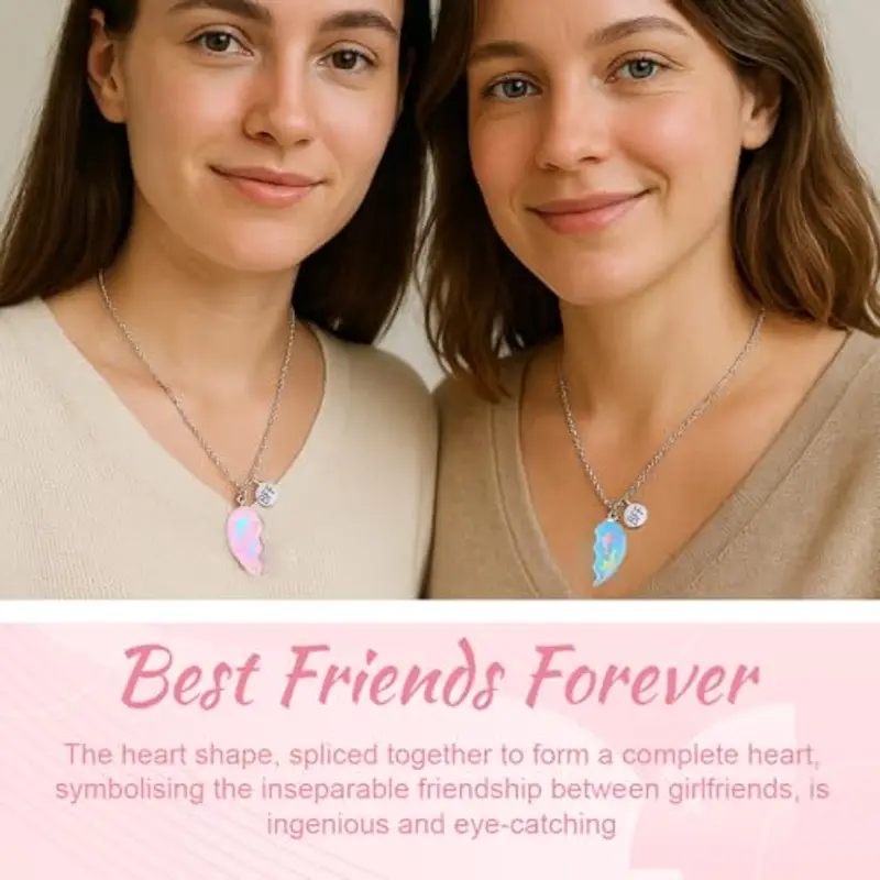 AFCJLTO 2 Pezzi Best Friend Collana Per 2, Collana Bambina Best Friend, Collana Cuore Spezzato Bambini per Amici miniatura 3