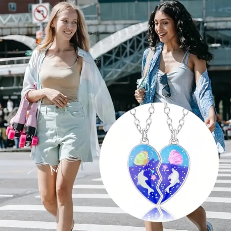 AFCJLTO 2 Pezzi collana amicizia, Collana Migliore Amica, Mezzo Cuore Collana Dell'Amicizia, per Bambine e Ragazze Collana Dell'amicizia Gioielli Regalo per Ragazze miniatura 3