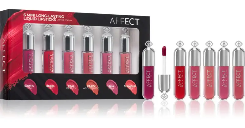 6 Mini set di rossetto liquido llunga durata 6× 1,8 ml