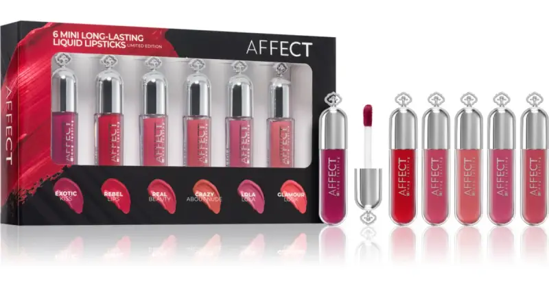 6 Mini set di rossetto liquido llunga durata 6× 1,8 ml