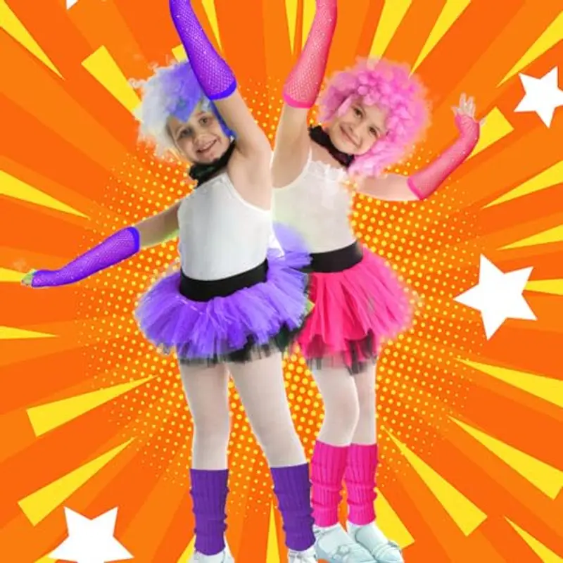 AffeGifts Scaldamuscoli Bambina Neon, Scaldamuscoli Bambina Anni 80 con Neon Guanti Rete Senza Dita Bambina miniatura 2