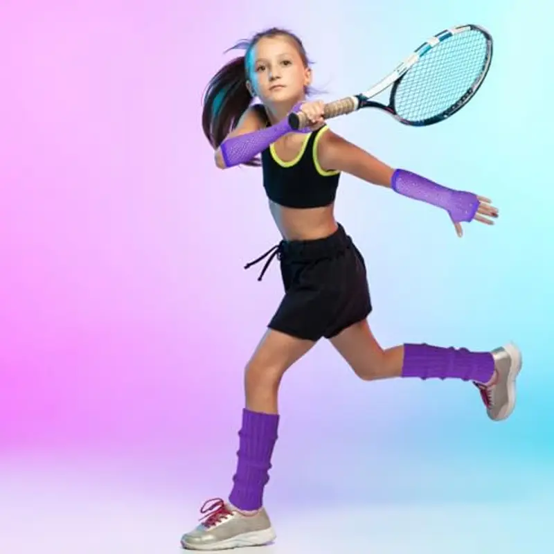 AffeGifts Scaldamuscoli Bambina Neon, Scaldamuscoli Bambina Anni 80 con Neon Guanti Rete Senza Dita Bambina miniatura 3