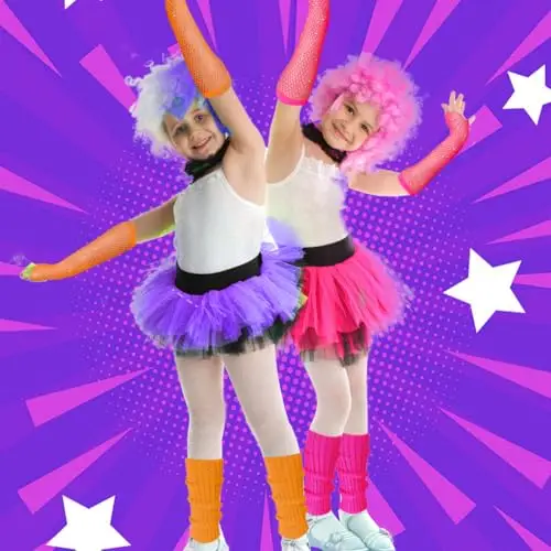 AffeGifts Scaldamuscoli Bambina Neon, Scaldamuscoli Bambina Anni 80 con Neon Guanti Rete Senza Dita Bambina miniatura 2