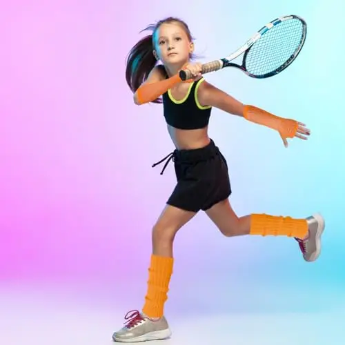 AffeGifts Scaldamuscoli Bambina Neon, Scaldamuscoli Bambina Anni 80 con Neon Guanti Rete Senza Dita Bambina miniatura 3