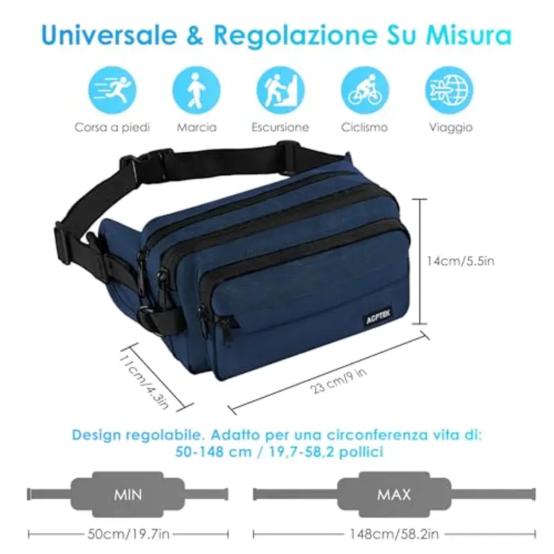 AGPTEK Marsupio Uomo Blu 1599193 miniatura 2