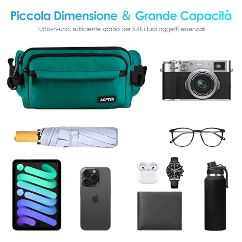 AGPTEK Marsupio Donna Verde 1599190 miniatura 3