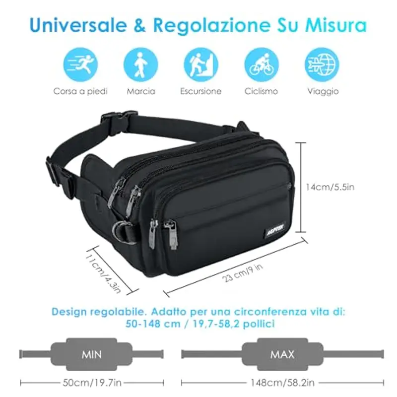 AGPTEK Marsupio Uomo Multicolore 786763 miniatura 2