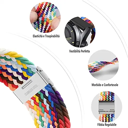 AidorMax Cinturino a Sgancio Rapido 22 mm, Cinturini in Elegante e Confortevole Elastico Traspirante con Fibbia miniatura 3