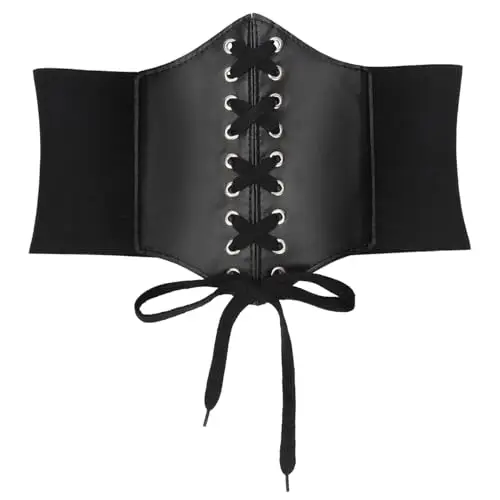 AIDUCHO Corsetto Donna Stringivita, Bustino in Vita per Abiti, Decorazione del Costume di Halloween, Nero, S