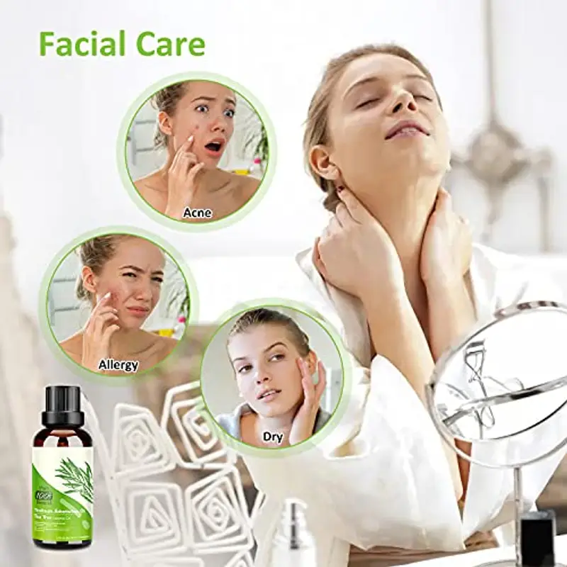 Aifanciey Tea Tree Oil Puro 100% Olio Essenziale Tea Tree 2 PACK - Olio di Acne Olio Essenziale di Albero del Tè Naturale Anti Acne e Brufoli Aromaterapia 30ML miniatura 3