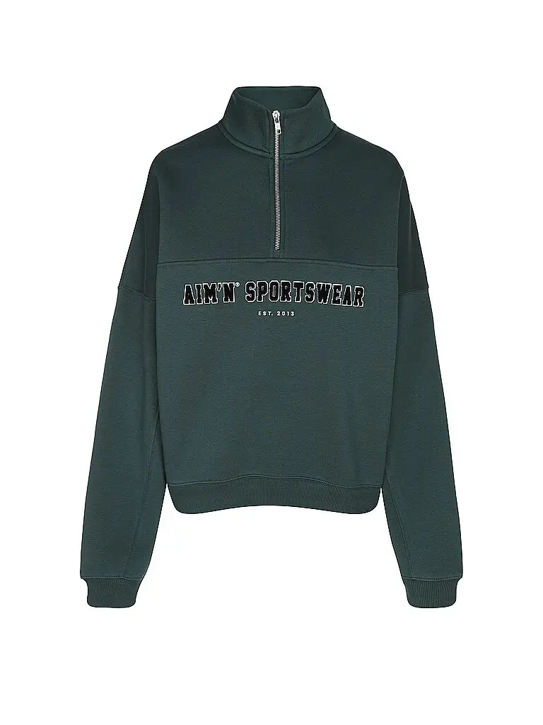 Sweater da donna Varsity con zip verde scuro | XS