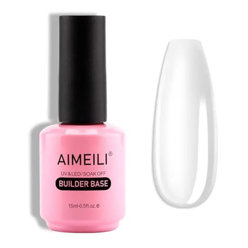 AIMEILI 7 in 1 Clear Builder Base Gel - Gel Rinforzante per Unghie, Base Coat, Estensione delle Unghie, Riparazione di Manicure, Decorazione per Unghie - Multiuso e Duraturo, 15ML