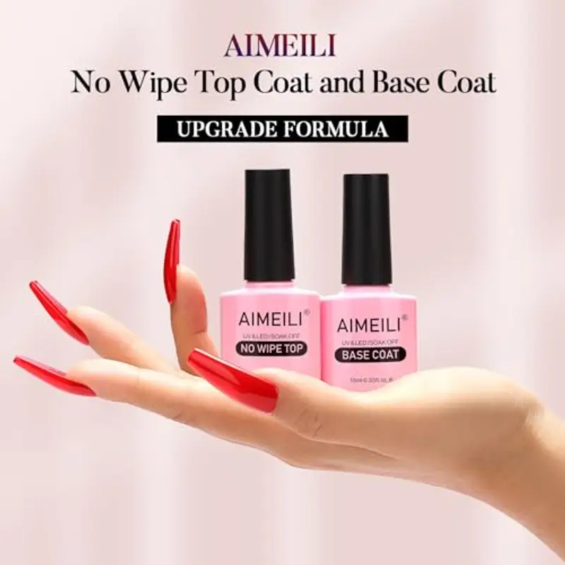 AIMEILI Base e Top Coat Semipermanente Smalto per Unghie in Gel UV LED Soak Off Kit per Manicure 10ml miniatura 2