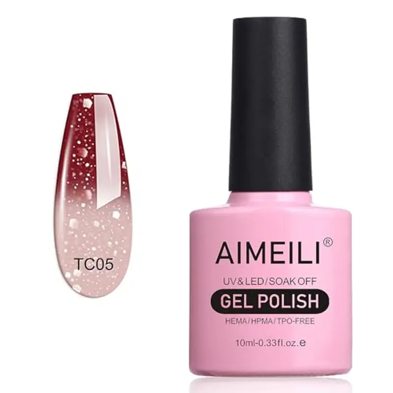 AIMEILI Smalto Semipermanente per Unghie in Gel Soak Off UV LED Smalti Gel per Unghie che Cambia Colore con la Temperatura - Chocolate Spark (TC05) 10ml
