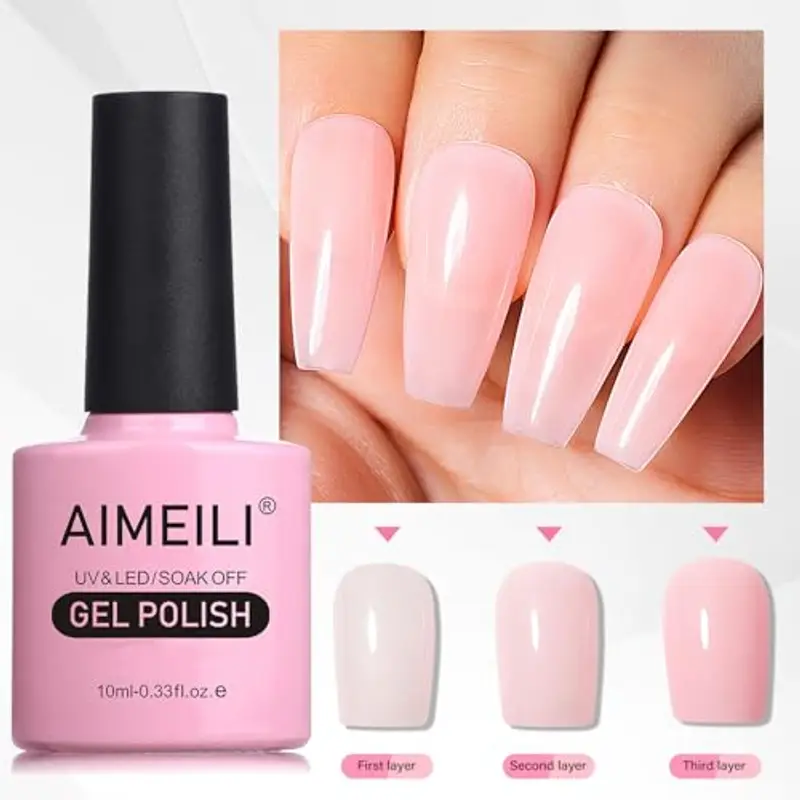 AIMEILI Smalto Semipermente per Manicure Smalti per Unghie in Gel Soak Off UV LED - Rose Nude (022) 10ml miniatura 2