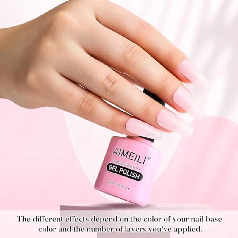 AIMEILI Smalto Semipermente per Manicure Smalti per Unghie in Gel Soak Off UV LED - Rose Nude (022) 10ml miniatura 3