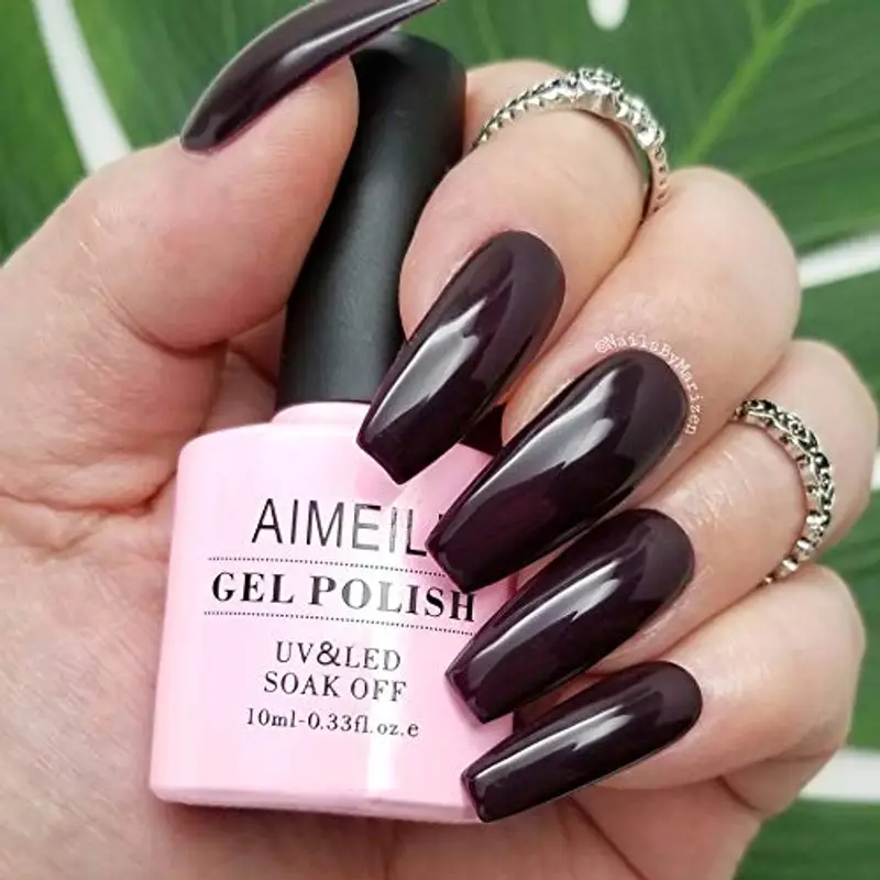 AIMEILI Soak Off UV LED Smalti in Gel Smalto Semipermanente - Dark Purple (028) 10ml miniatura 2