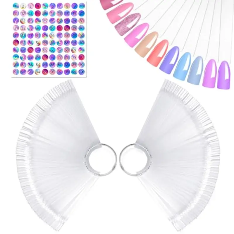 AiQInu 100 Pezzi Unghie Espositore, Tip Unghie Espositore in Trasparente, Positore Unghie Ventaglio, Unghie Finte per