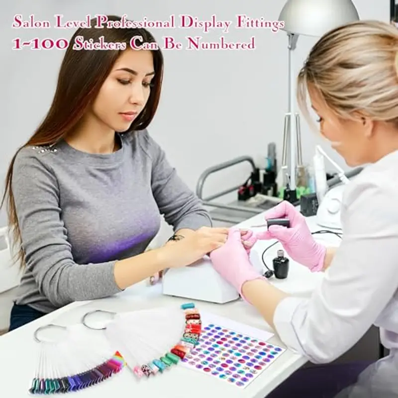 AiQInu 100 Pezzi Unghie Espositore, Tip Unghie Espositore in Trasparente, Positore Unghie Ventaglio, Unghie Finte per miniatura 3