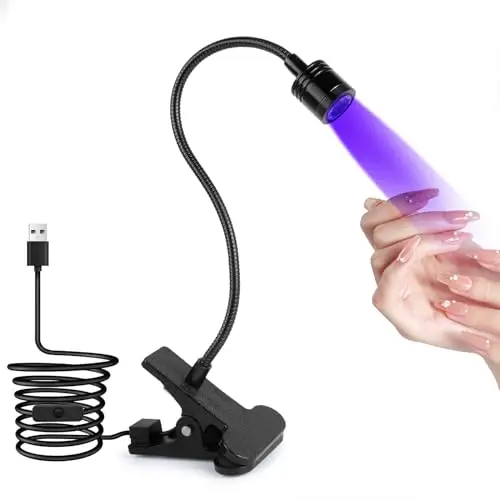 AiQInu Lampada UV LED Unghie, 3W Lampada Unghie Regolabile, Lampada UV Portatile per Gel con Clip, con USB