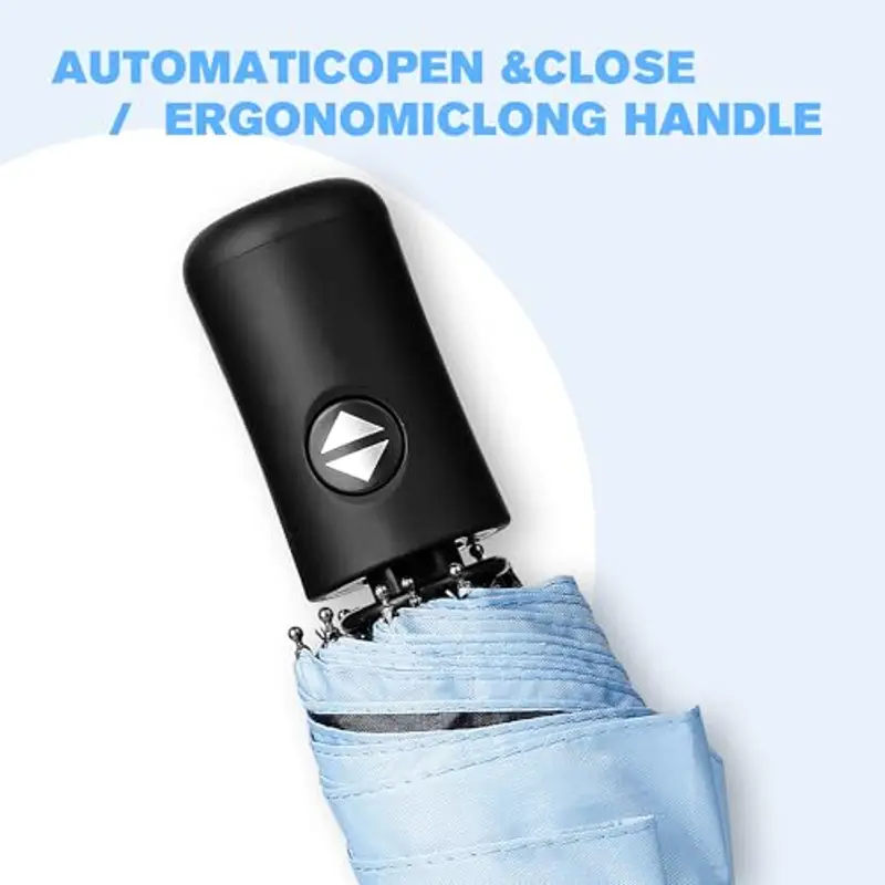 AiQInu Ombrello Pieghevole, Ombrello Antivento, Ombrello Pieghevole Automatico Antivento, Ombrello Portatile per Uomini e Donn - Blu miniatura 2