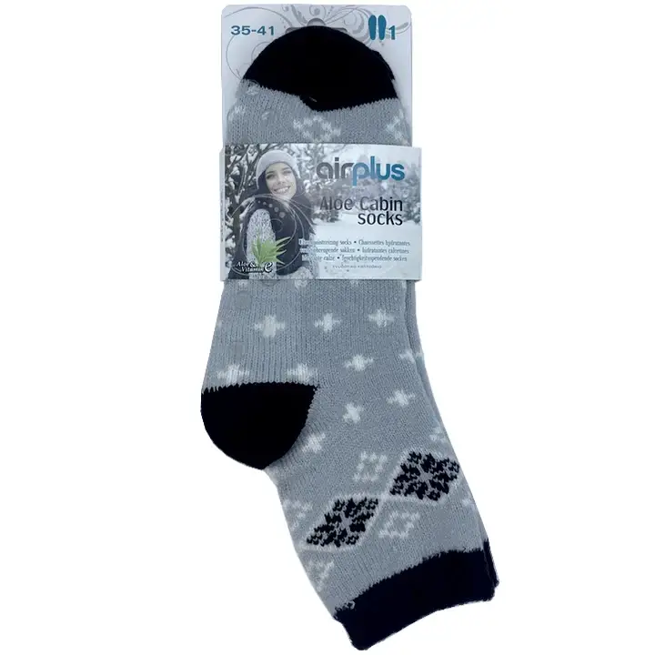 Aloe Cabin Socks - Calze Idratanti - Grigio Motivo Bianco/Nero
