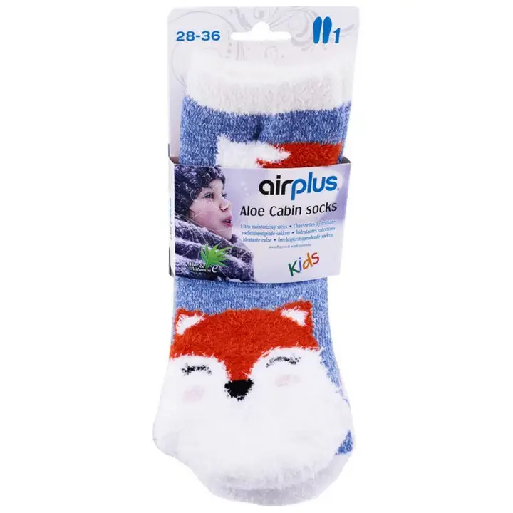 Aloe Cabin Socks Kids - Calzini Idratanti - Colore Blu/Bianco - Motivo Volpe