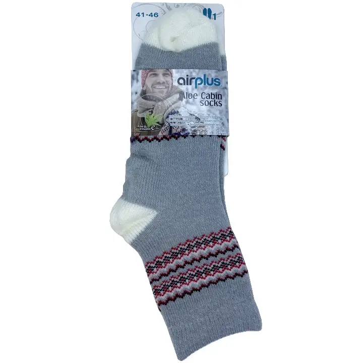 Calzini AirPlus Aloe Cabin - Calzini Idratanti - Grigi Motivi Rossi/Neri
