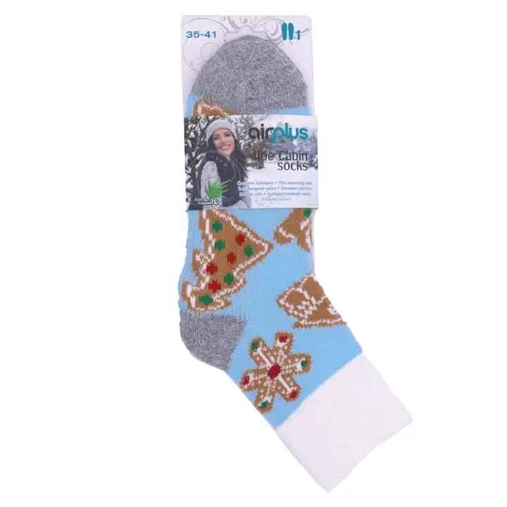 Calzini AirPlus Aloe Cabin Idratanti - Blu/Grigio Motivi Biscotti