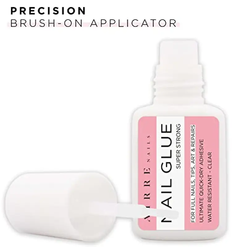 AIRRE Colla per Unghie Finte Extra Forte con Ugello di Precisione (8 ml) Trasparente, Super Adesivo per Nail Art, Adesivi Acrilici, Applicatore di Precisione, con Lima di Preparazione miniatura 2