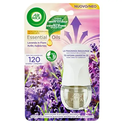 Airwick Kit Diffusore Elettrico di Oli Essenziali: 1 Diffusore completo gadget, 1 Ricarica alla Fragranza Lavanda, 19ml