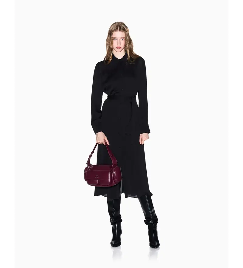 per donna. XW001245AF16121UC001 Abito nero con bottoni nascosti (XXS), Casual, Viscosa, Manica lunga