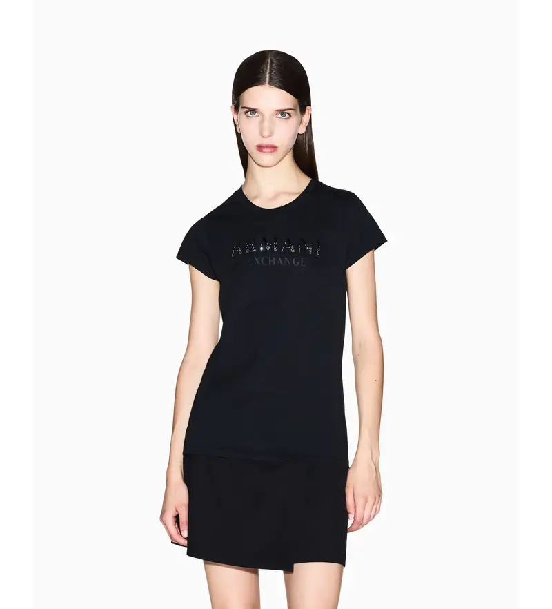 per donna. XW001351AF17172UC001 Maglietta con logo nero lucido (XS), Casual, Cotone, Manica corta