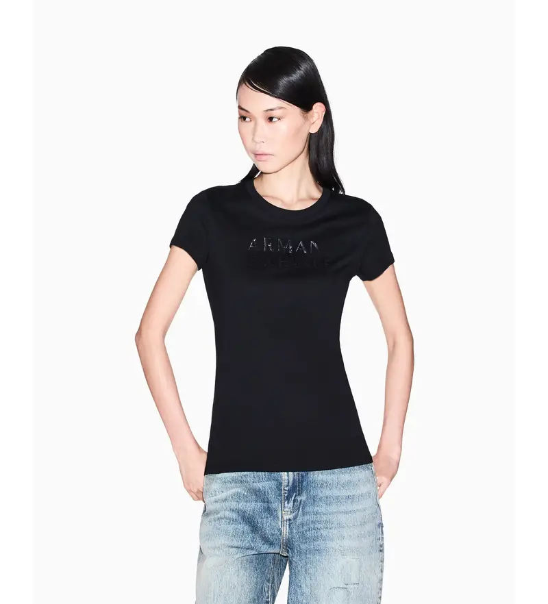 per donna. XW001357AF10356UC001 Maglietta con logo nero (XS), Casual, Cotone, Manica corta