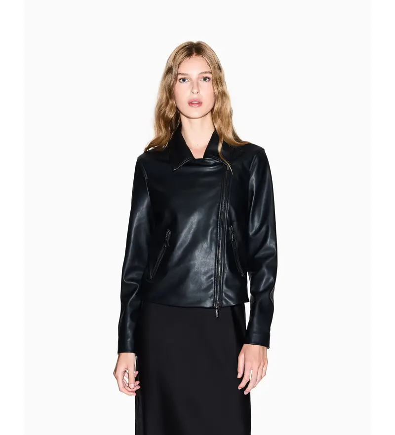 per donna. XW001433AF16618UC001 Giacca in ecopelle nera (XS), Nero, Casual, Poliestere