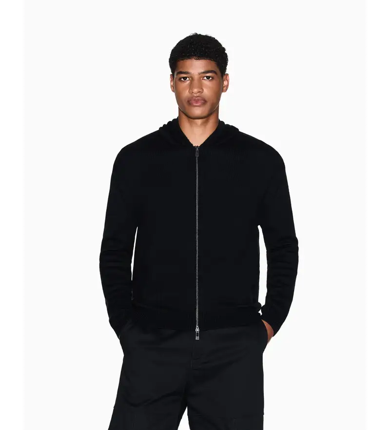 per uomo. XM000905AF14008UC001 Giacca nera con cerniera (XL), Nero, Casual, Lana