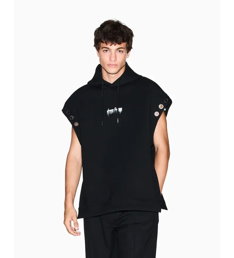 per uomo. XM001384AF18746UC001 Felpa nera senza maniche (L), Nero, Casual, Poliestere, Senza maniche / cinghie