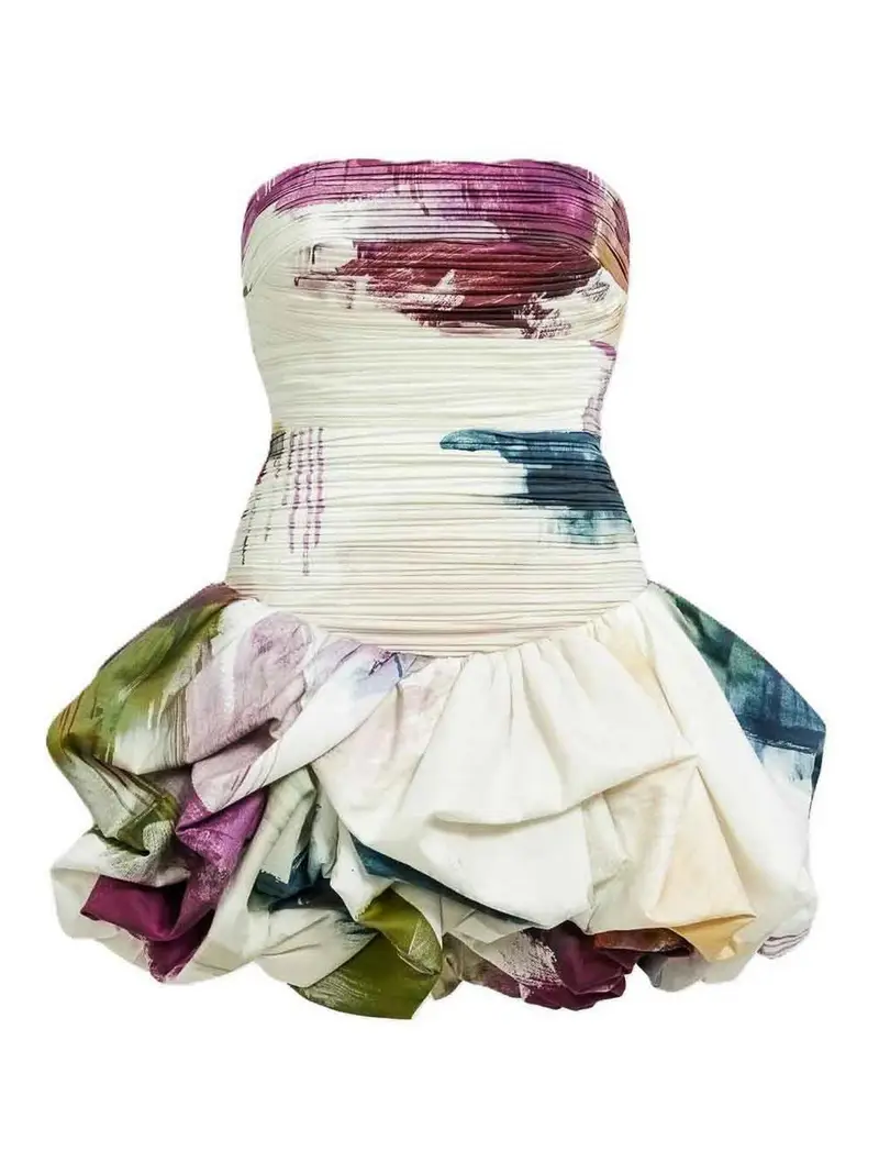 Violette Bubble Hem Mini Dres Multicolore
